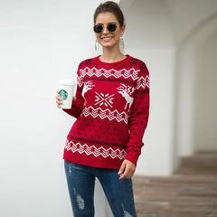 Snow Deer Pattern Christmas Long-sleeve Sweater