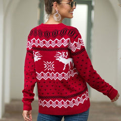 Snow Deer Pattern Christmas Long-sleeve Sweater