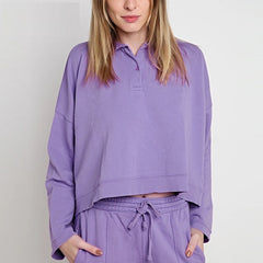 Solid Batwing Long Sleeve Basic Tunic Blouse