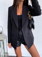 Solid Business Double Breasted Blazer Coat