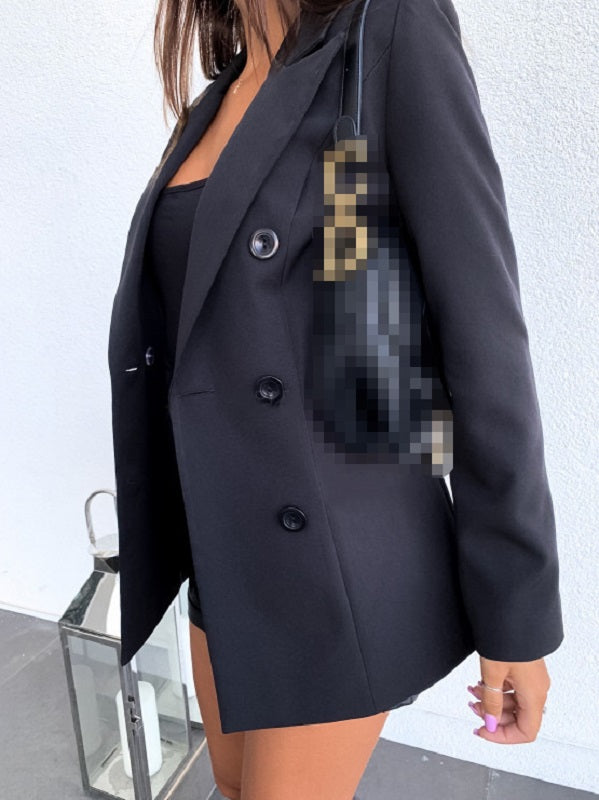 Solid Business Double Breasted Blazer Coat