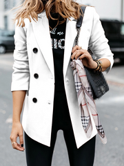 Solid Business Double Breasted Blazer Coat