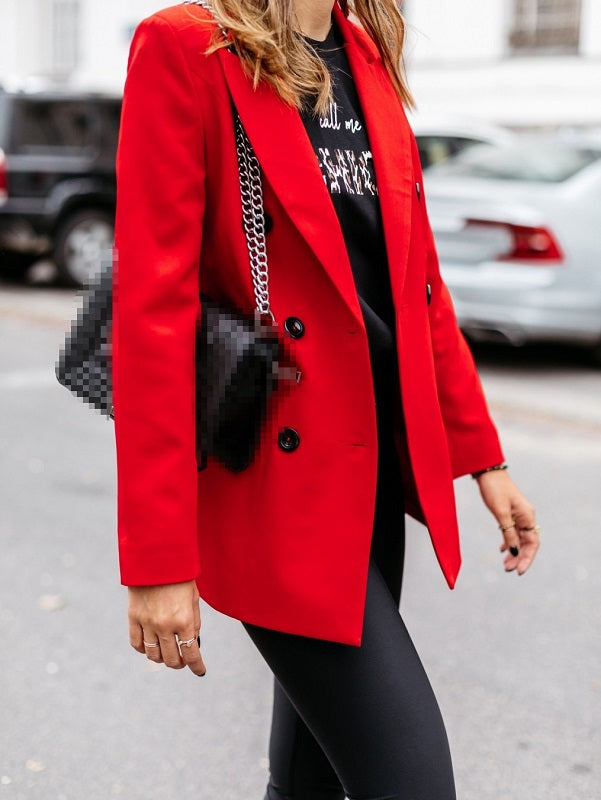 Solid Business Double Breasted Blazer Coat