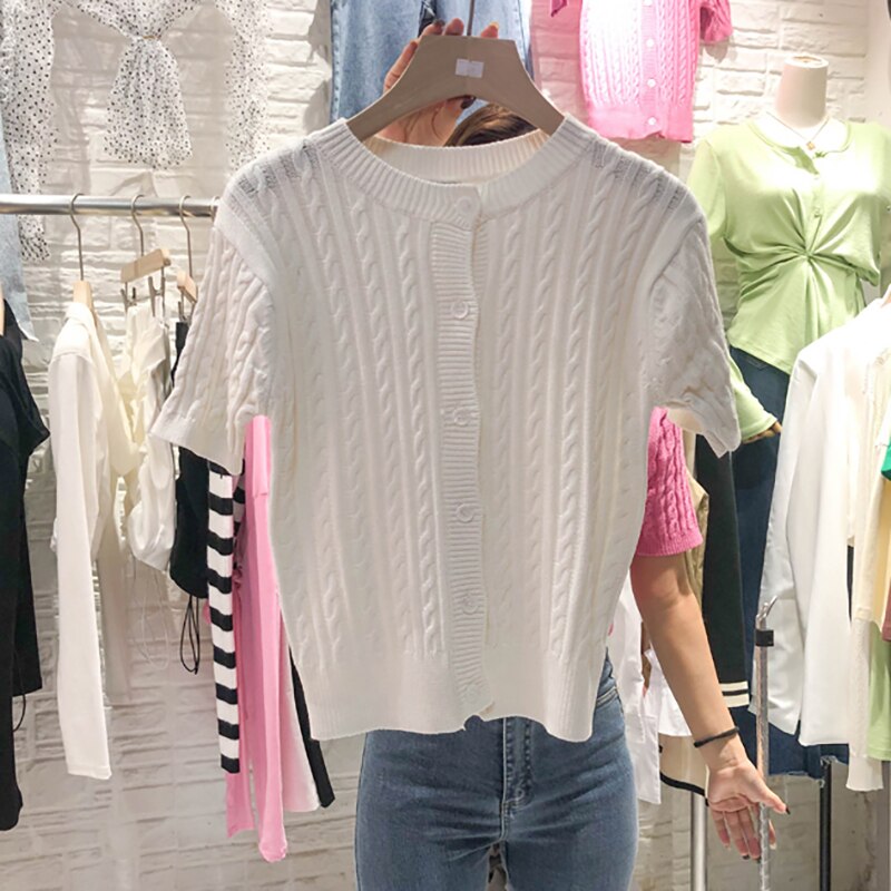 Solid Cardigan Slim Blouses