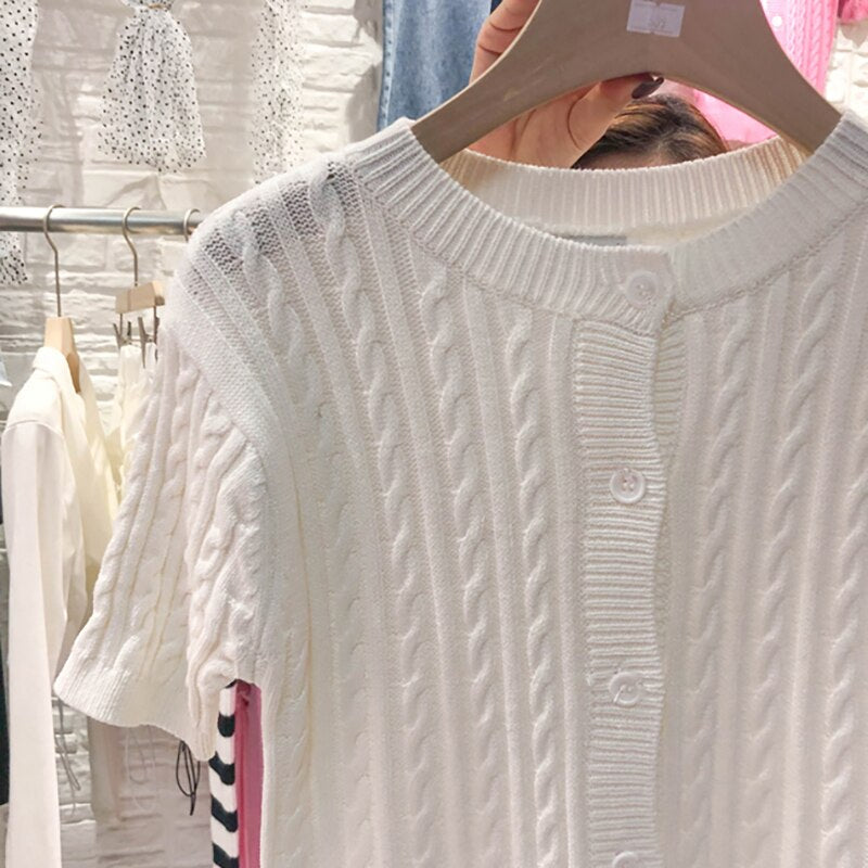 Solid Cardigan Slim Blouses