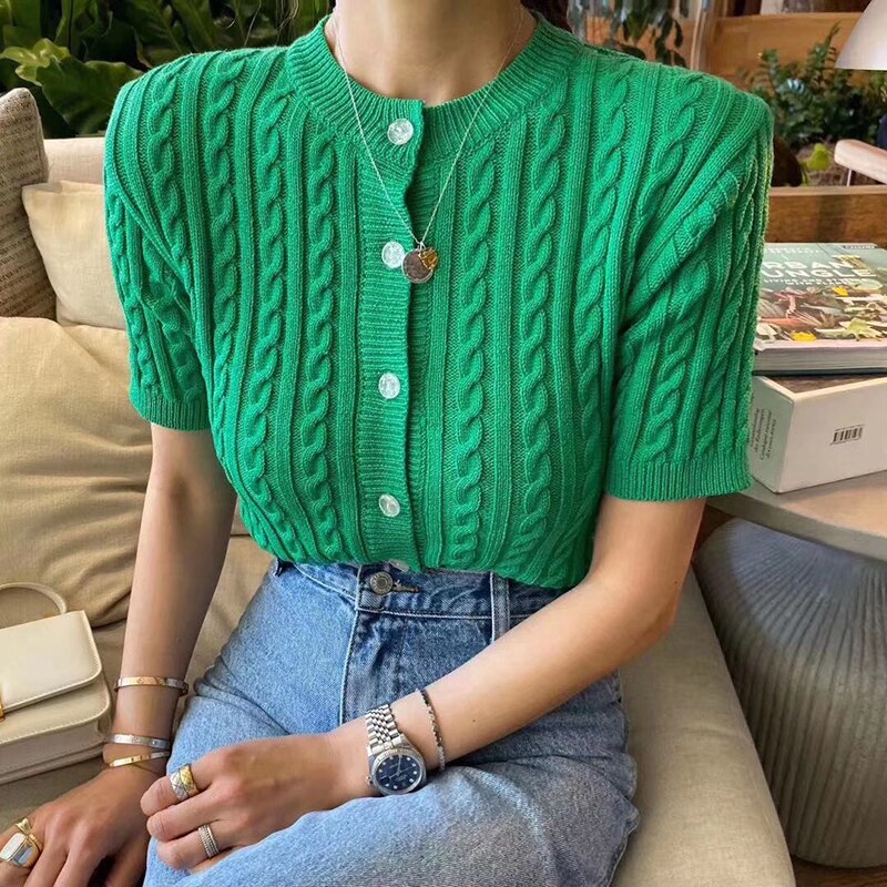 Solid Cardigan Slim Blouses