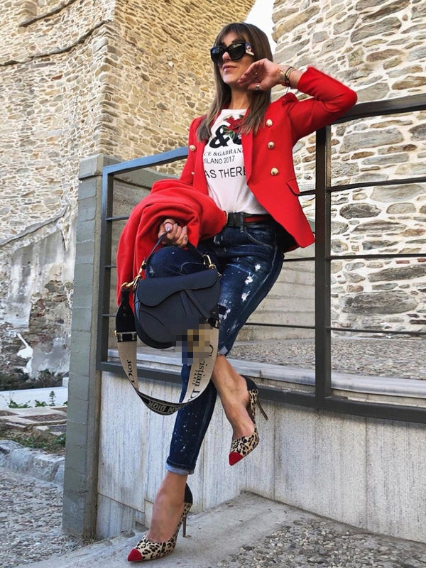Solid Color Button Long Sleeve Casual Blazer