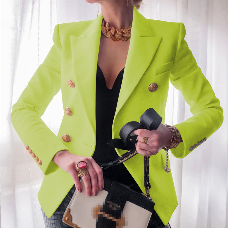 Solid Color Button Long Sleeve Casual Blazer