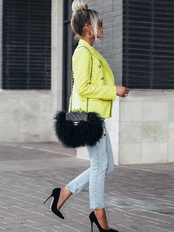 Solid Color Button Long Sleeve Casual Blazer