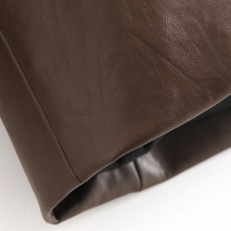 Solid Color Fashion PU Faux Leather Blazer
