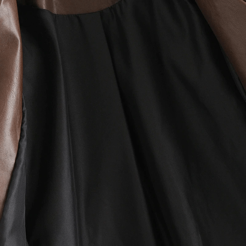 Solid Color Fashion PU Faux Leather Blazer