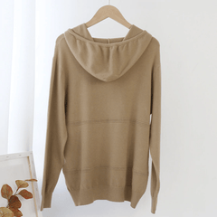 Solid Color Knitted Hooded Sweater