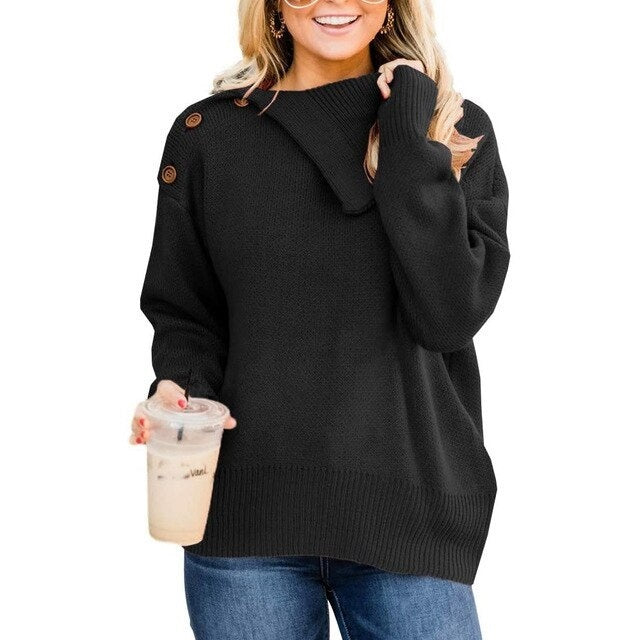 Solid Color Long Sleeve Casual Sweater