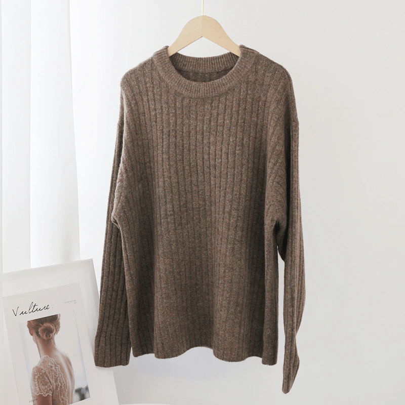 Solid Color Long Sleeve Knitted Jumper Sweater