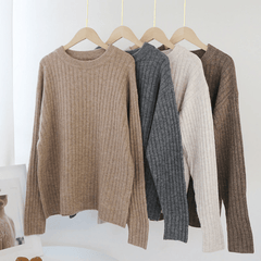Solid Color Long Sleeve Knitted Jumper Sweater