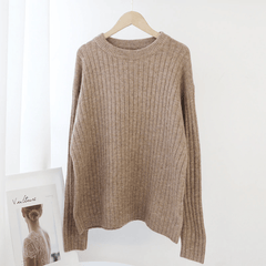 Solid Color Long Sleeve Knitted Jumper Sweater