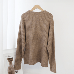 Solid Color Long Sleeve Knitted Jumper Sweater