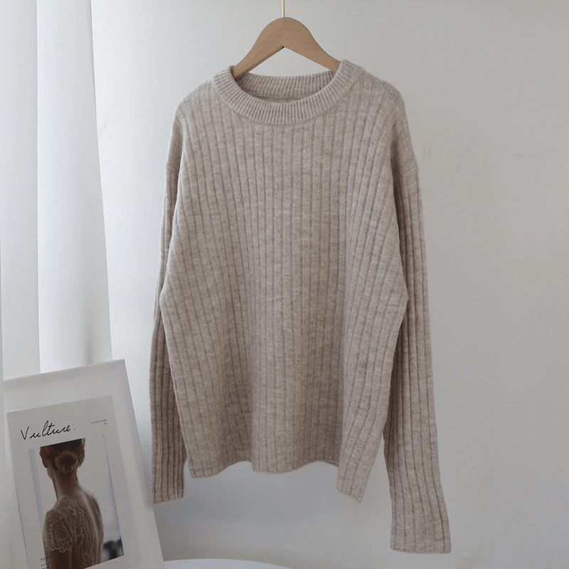 Solid Color Long Sleeve Knitted Jumper Sweater