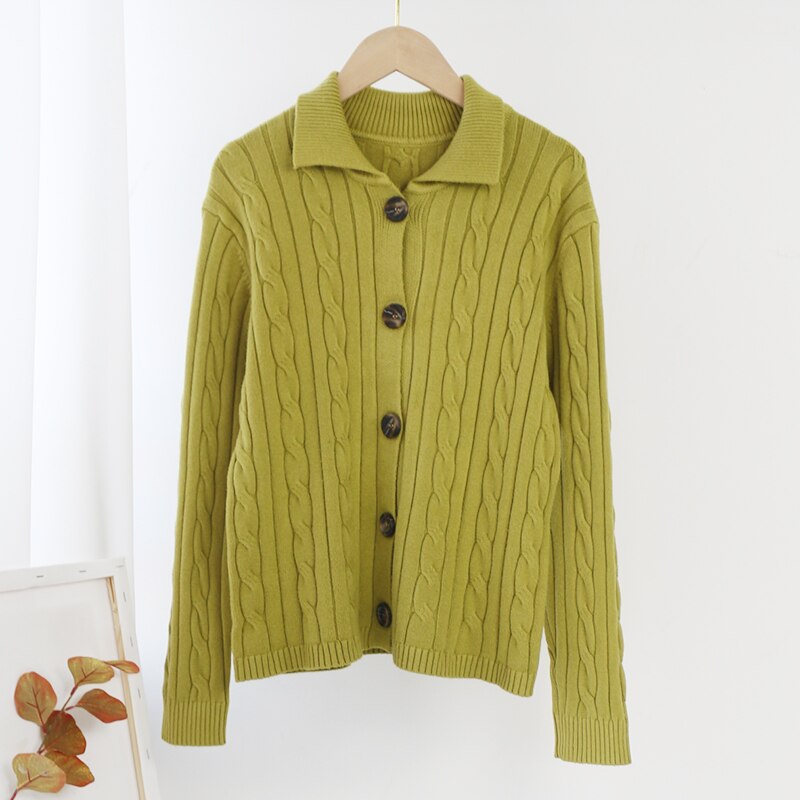 Solid Turn Down Collar Twist Cardigan