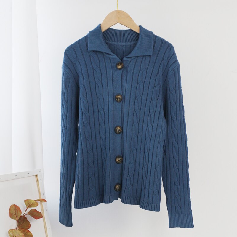 Solid Turn Down Collar Twist Cardigan