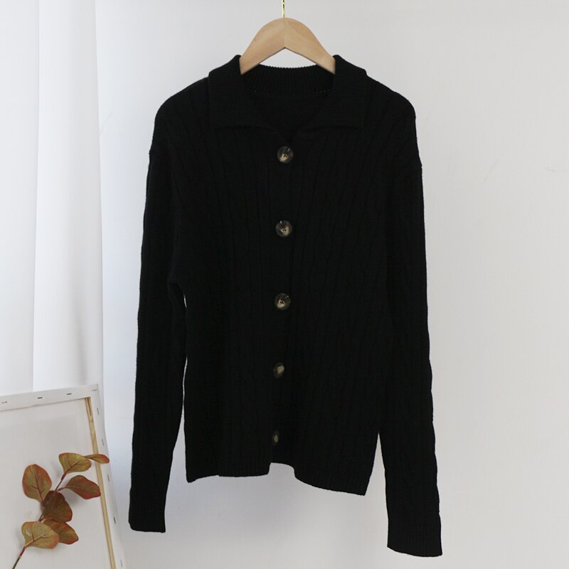 Solid Turn Down Collar Twist Cardigan