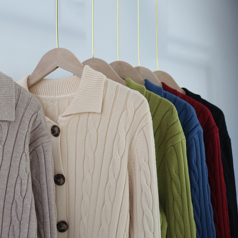 Solid Turn Down Collar Twist Cardigan