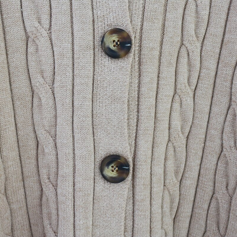 Solid Turn Down Collar Twist Cardigan
