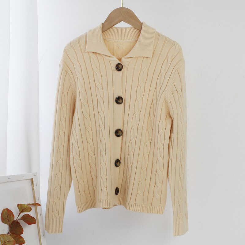 Solid Turn Down Collar Twist Cardigan