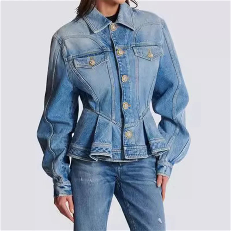 Splicing pure cotton long sleeved Single Breasted outerwears vintage jacket