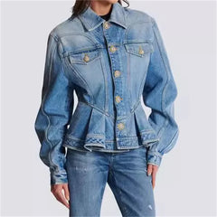 Splicing pure cotton long sleeved Single Breasted outerwears vintage jacket
