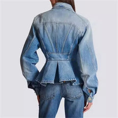 Splicing pure cotton long sleeved Single Breasted outerwears vintage jacket