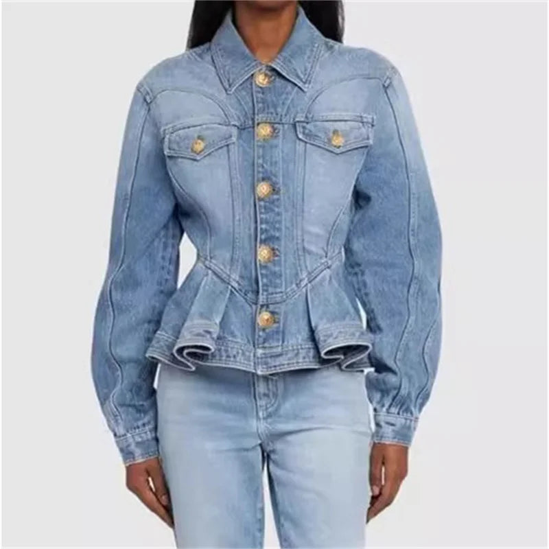 Splicing pure cotton long sleeved Single Breasted outerwears vintage jacket