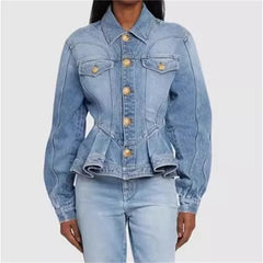Splicing pure cotton long sleeved Single Breasted outerwears vintage jacket