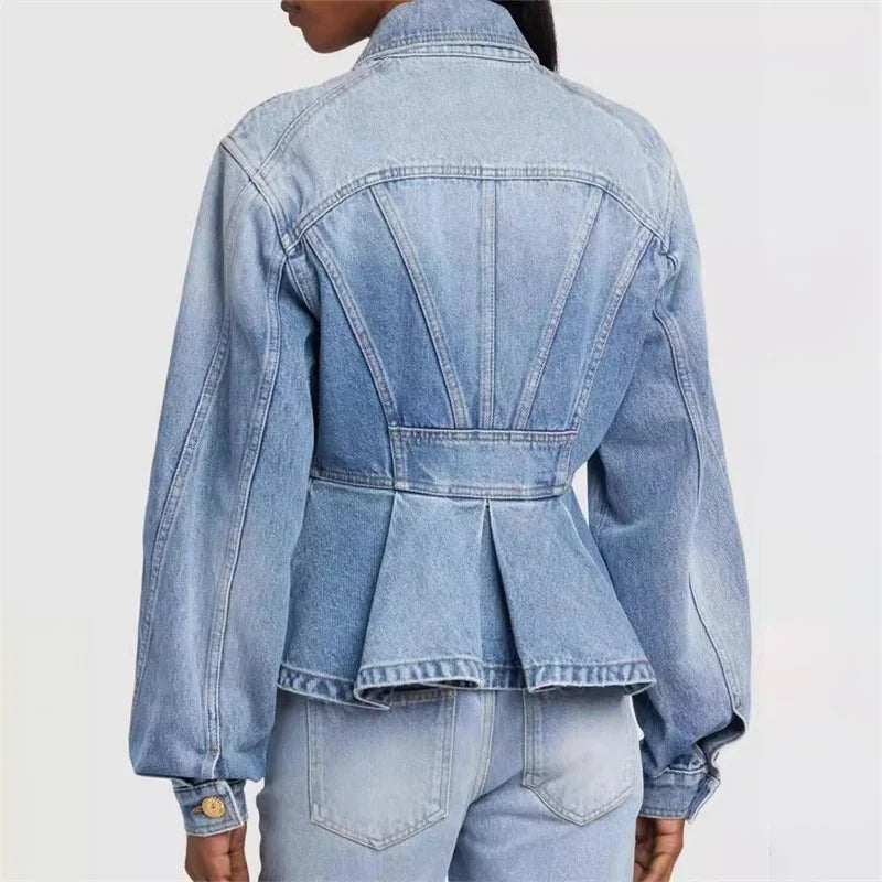 Splicing pure cotton long sleeved Single Breasted outerwears vintage jacket