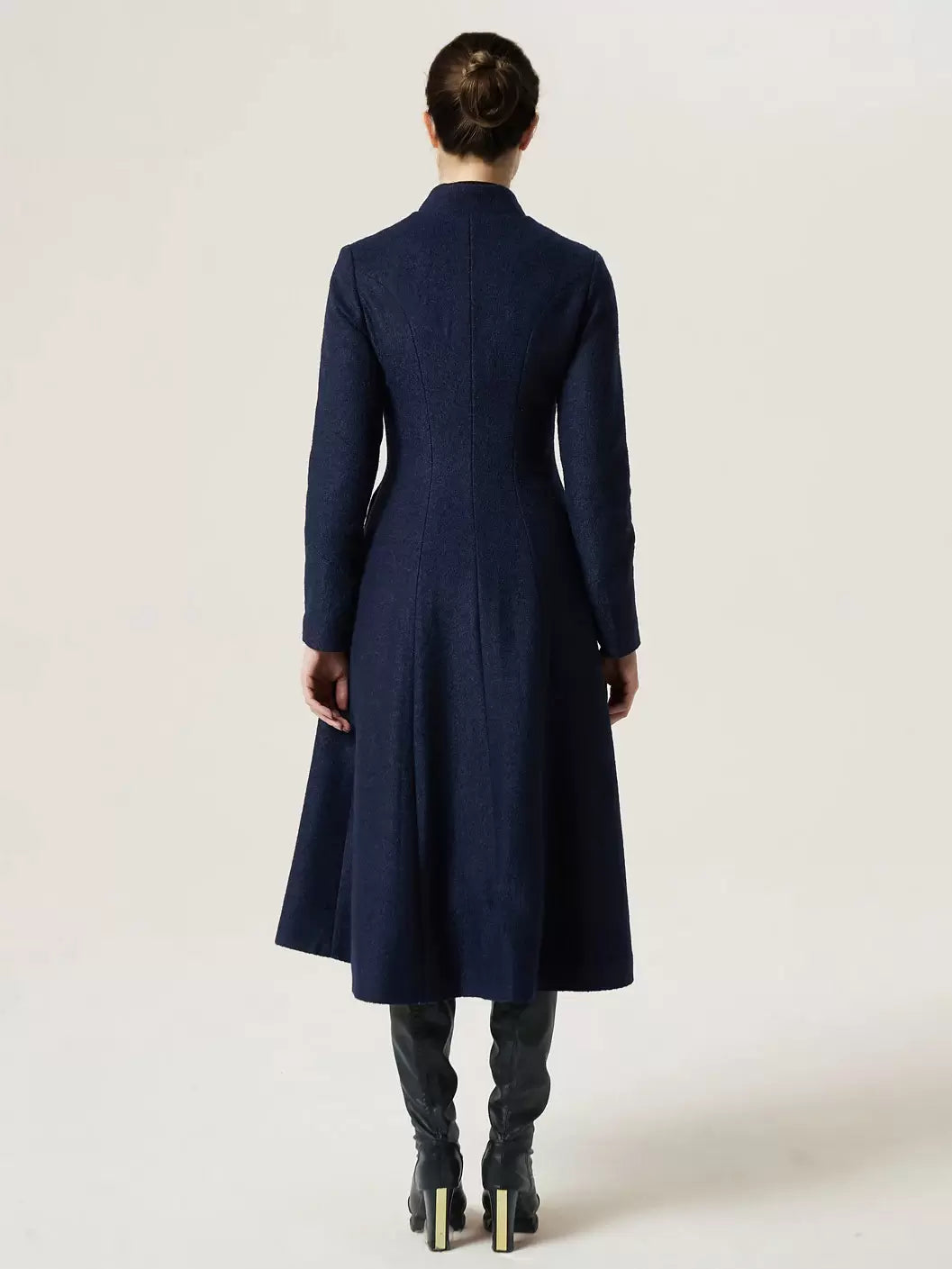 Stand Collar Buttons Outerwear Solid Waist Elegant And Vintage Coat