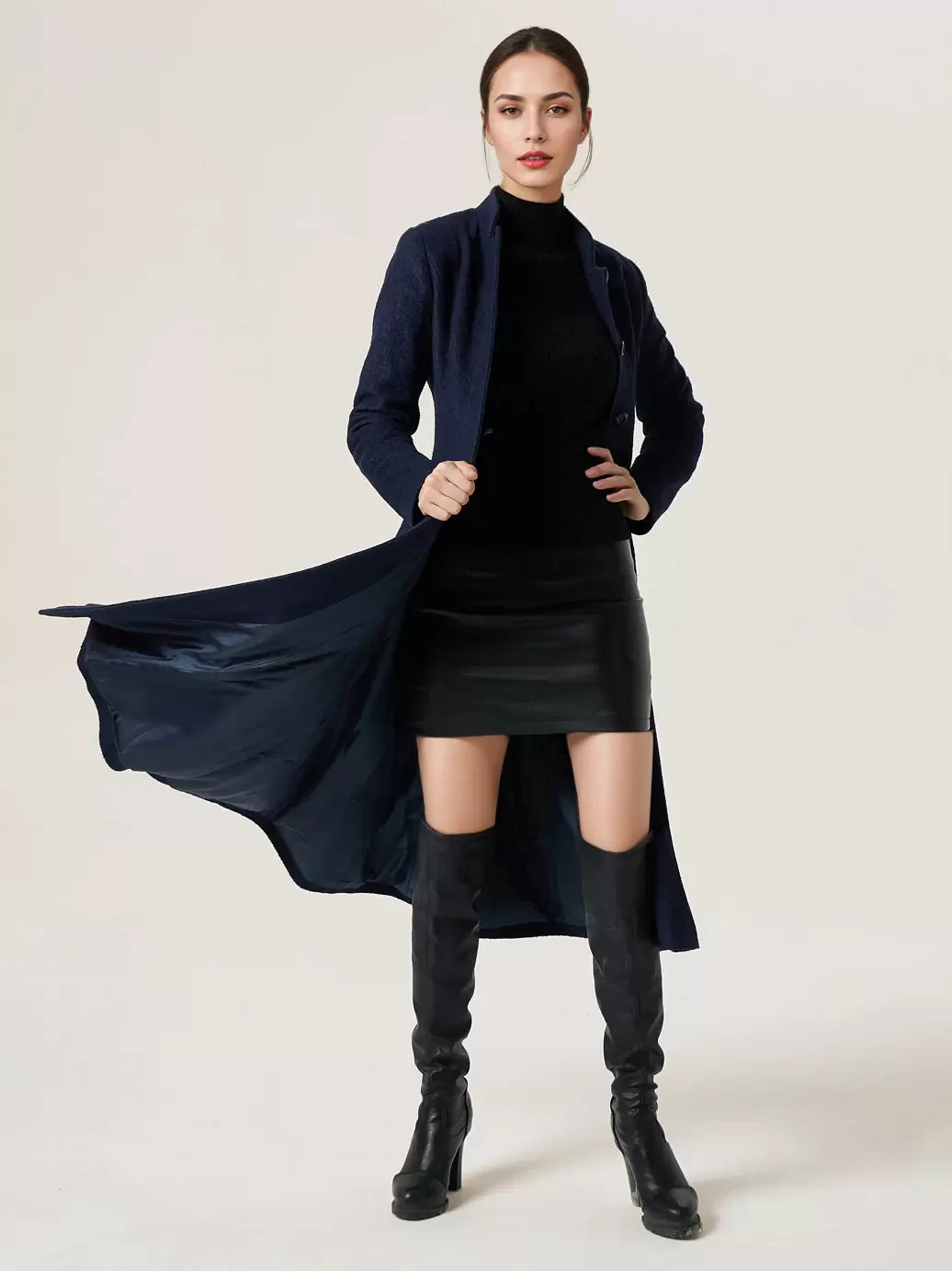 Stand Collar Buttons Outerwear Solid Waist Elegant And Vintage Coat