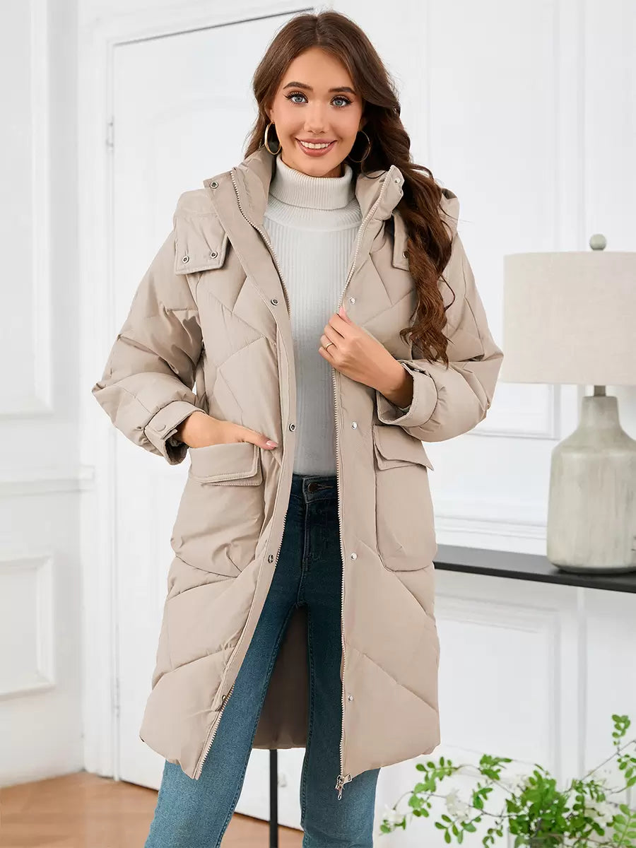 Stand Collar Lace-up Long Sleeves Chic Daily Casual Outerwear Coat