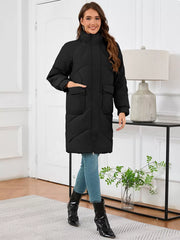Stand Collar Lace-up Long Sleeves Chic Daily Casual Outerwear Coat