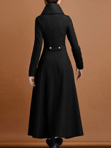 Stand Collar Long Sleeves Buttons Oversized Casual Outerwear Coat
