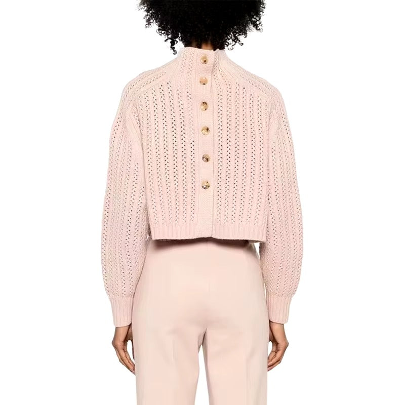 Straight Button Stand-up Knit Comfortable Versatile High Quality Cardigan Wool Cashmere Sweater