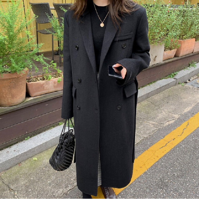 Straight Double-breasted Loose Casual Long Outwear