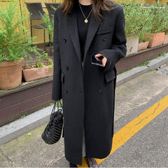 Straight Double-breasted Loose Casual Long Outwear