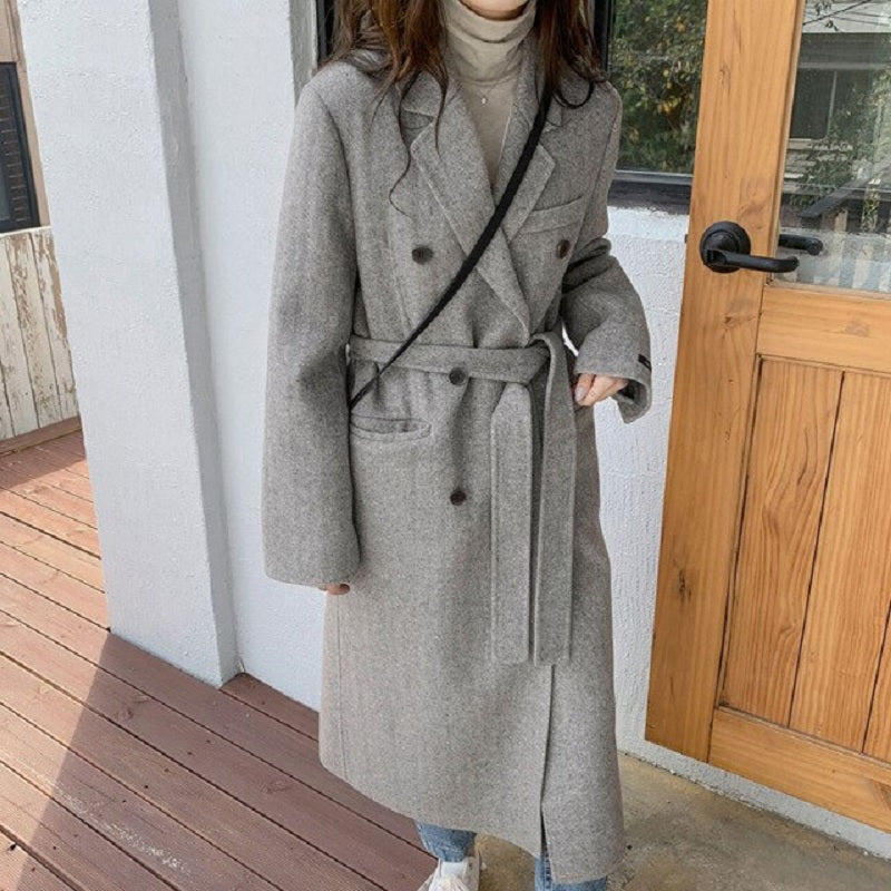 Straight Double-breasted Loose Casual Long Outwear