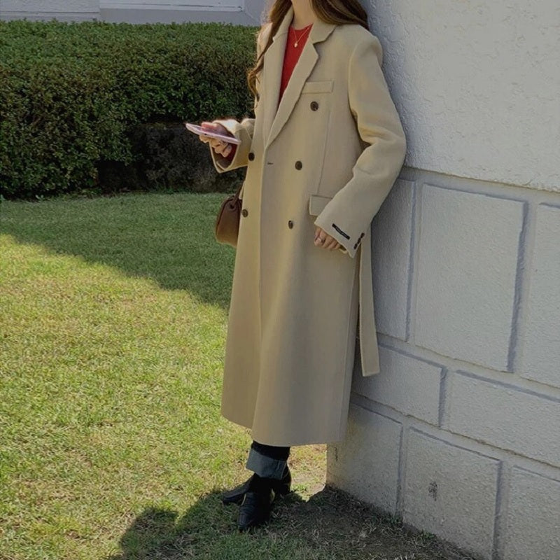 Straight Double-breasted Loose Casual Long Outwear