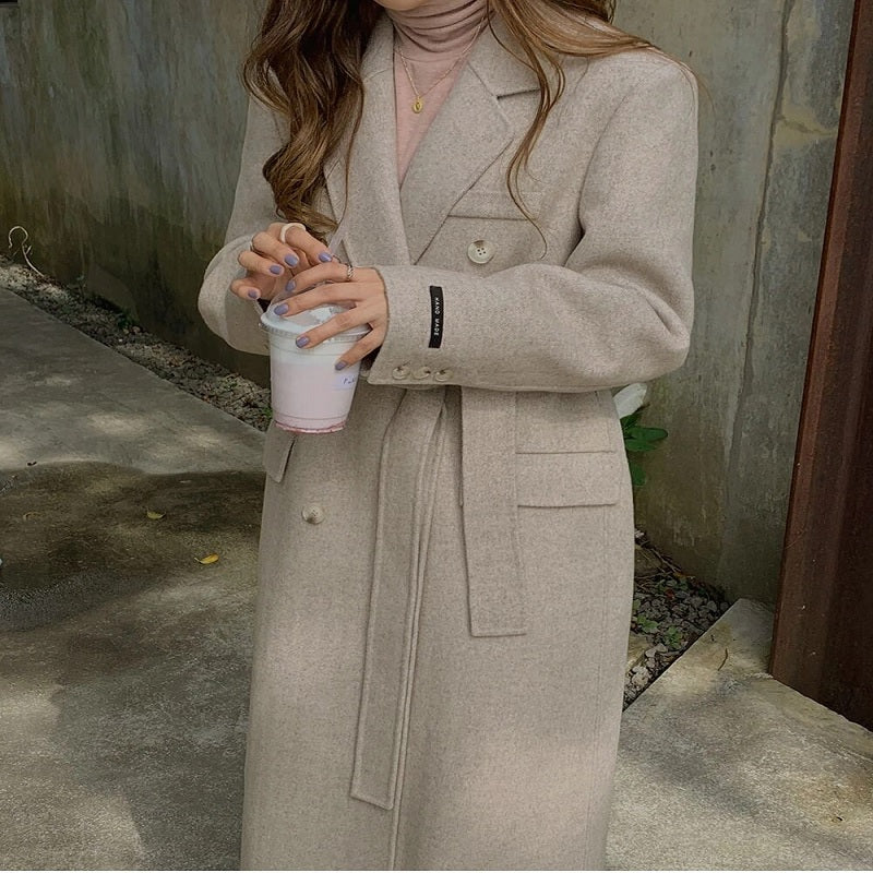 Straight Double-breasted Loose Casual Long Outwear