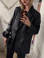 Streetwear PU Faux Leather Blazer