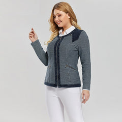 Stretch Knitted Denim With Shoulder Pads Jacket