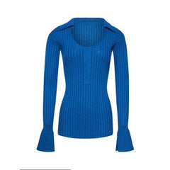 Striped Knitwear Flare Sleeve Sweater