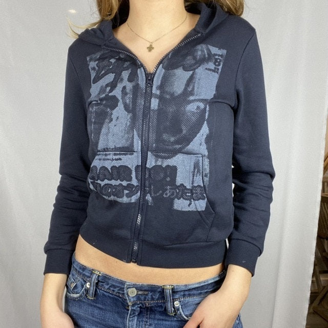 Sweatshirt Hoodies Gothic Long Sleeve Zipper Printed Hip Hop Tops