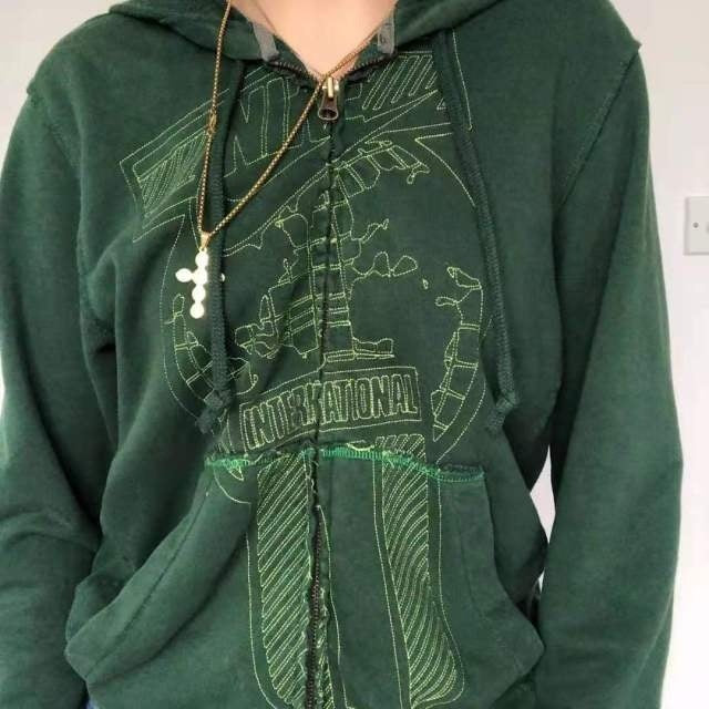 Sweatshirt Hoodies Gothic Long Sleeve Zipper Printed Hip Hop Tops